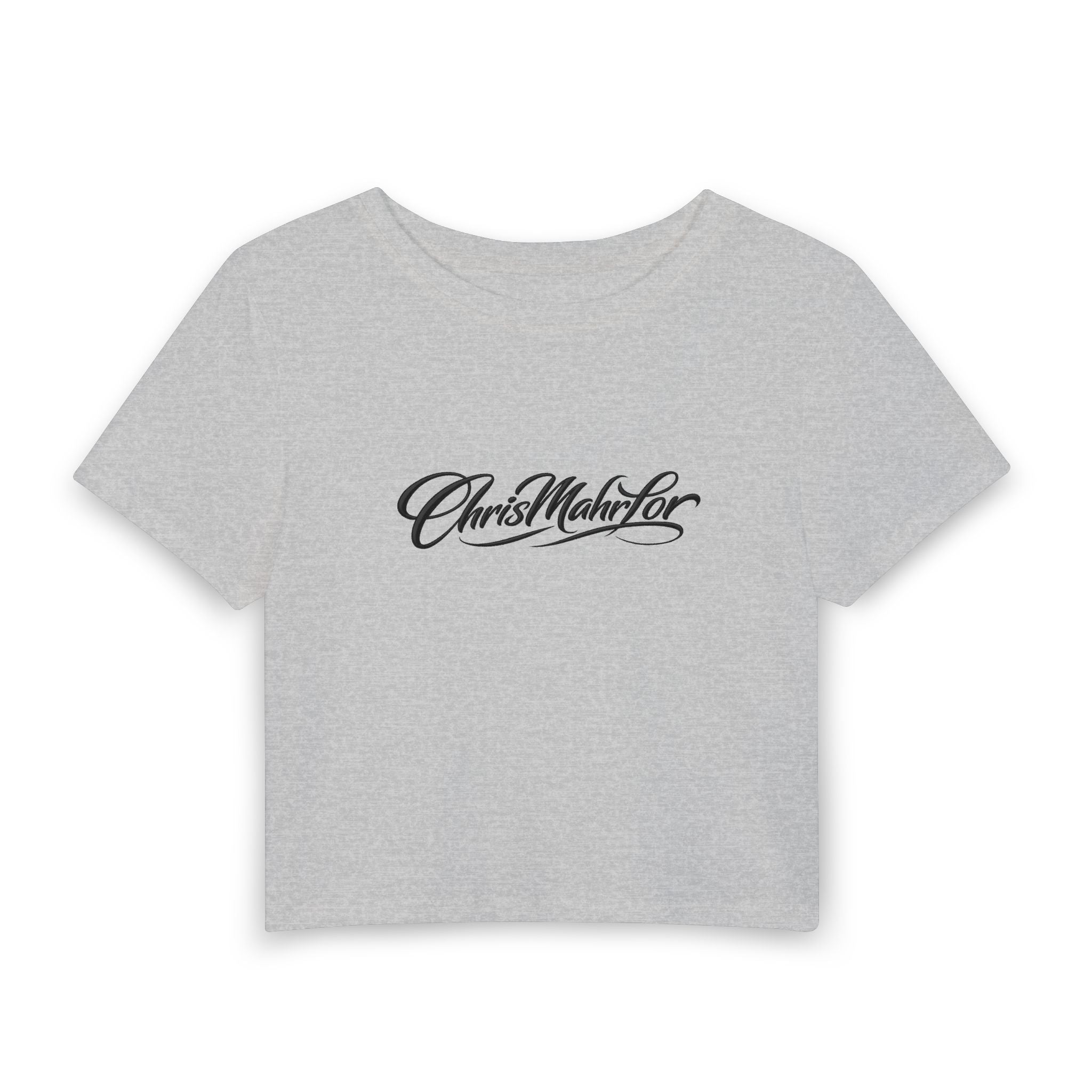 ChrisMahrLor Script Crop Tee — Women's Graphic Baby T-Shirt