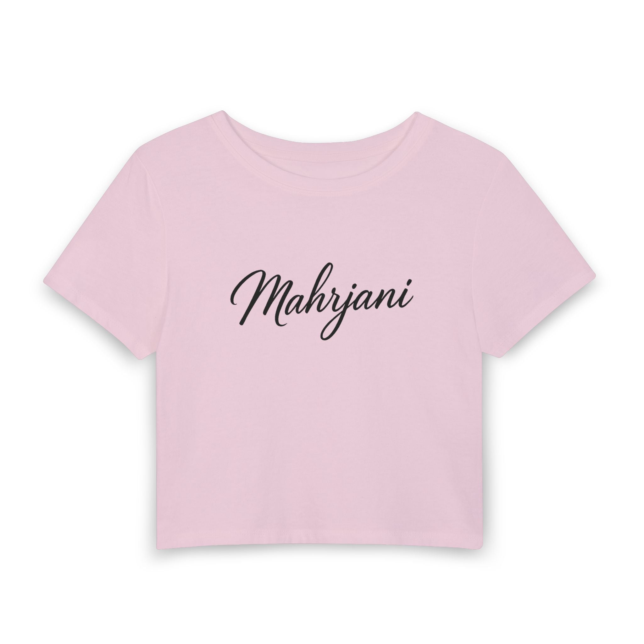 Mahrjani Script Crop Tee — Women's Name Graphic Baby Tee