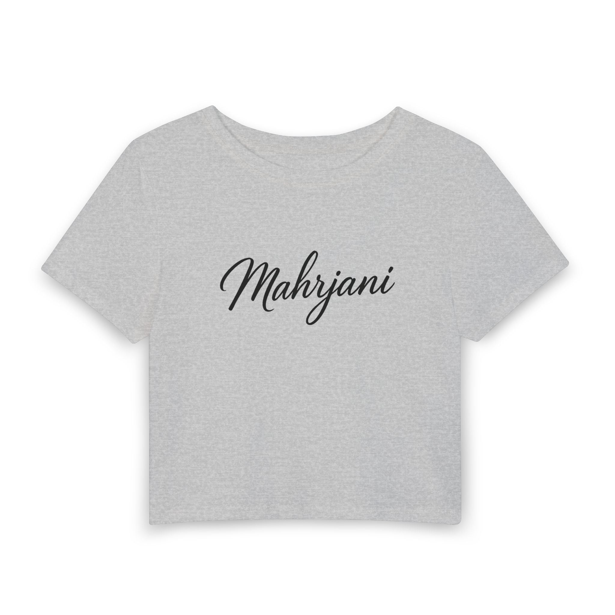 Mahrjani Script Crop Tee — Women's Name Graphic Baby Tee