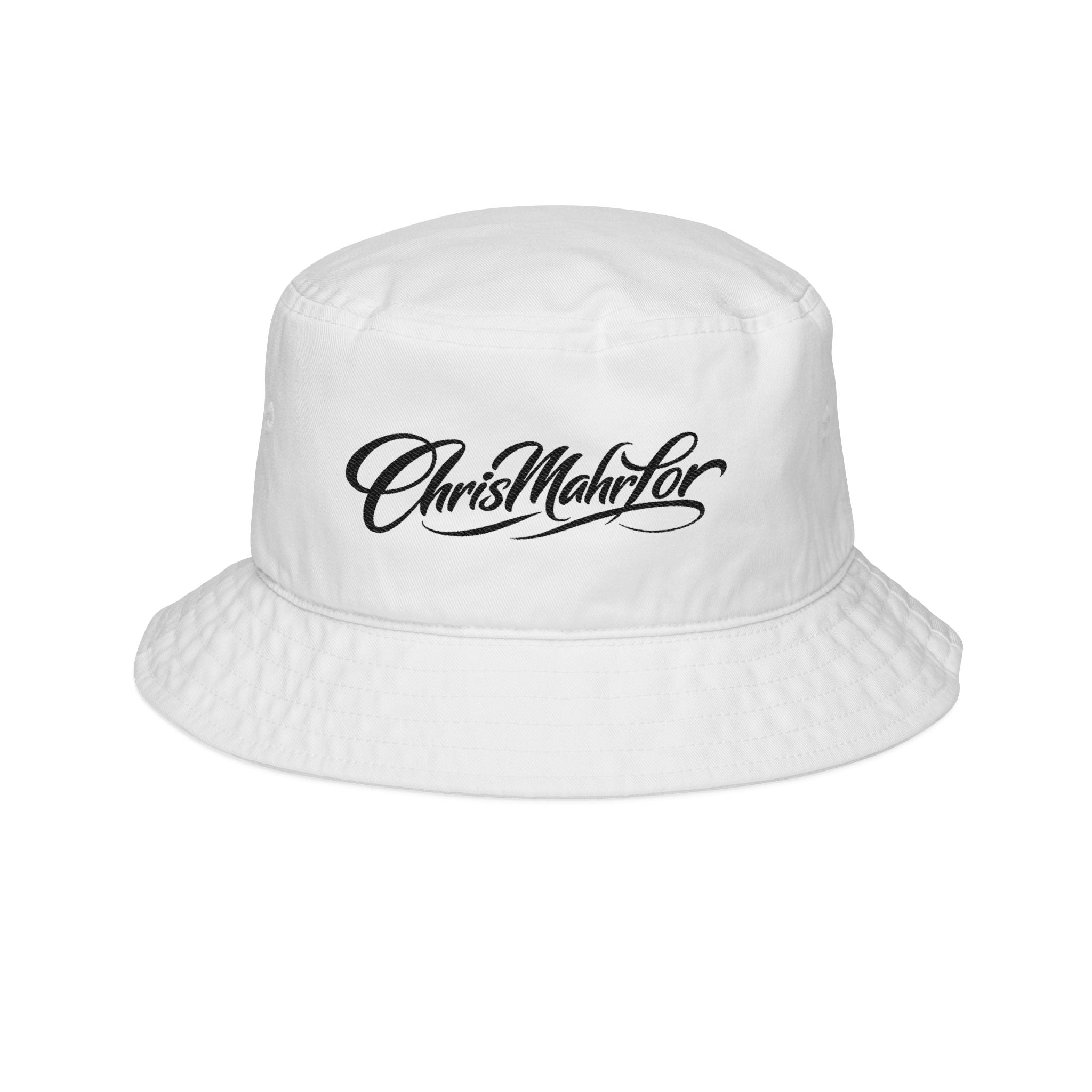 Embroidered 'ChrisMahrlor' Signature Bucket Hat — Casual Streetwear Sun Hat
