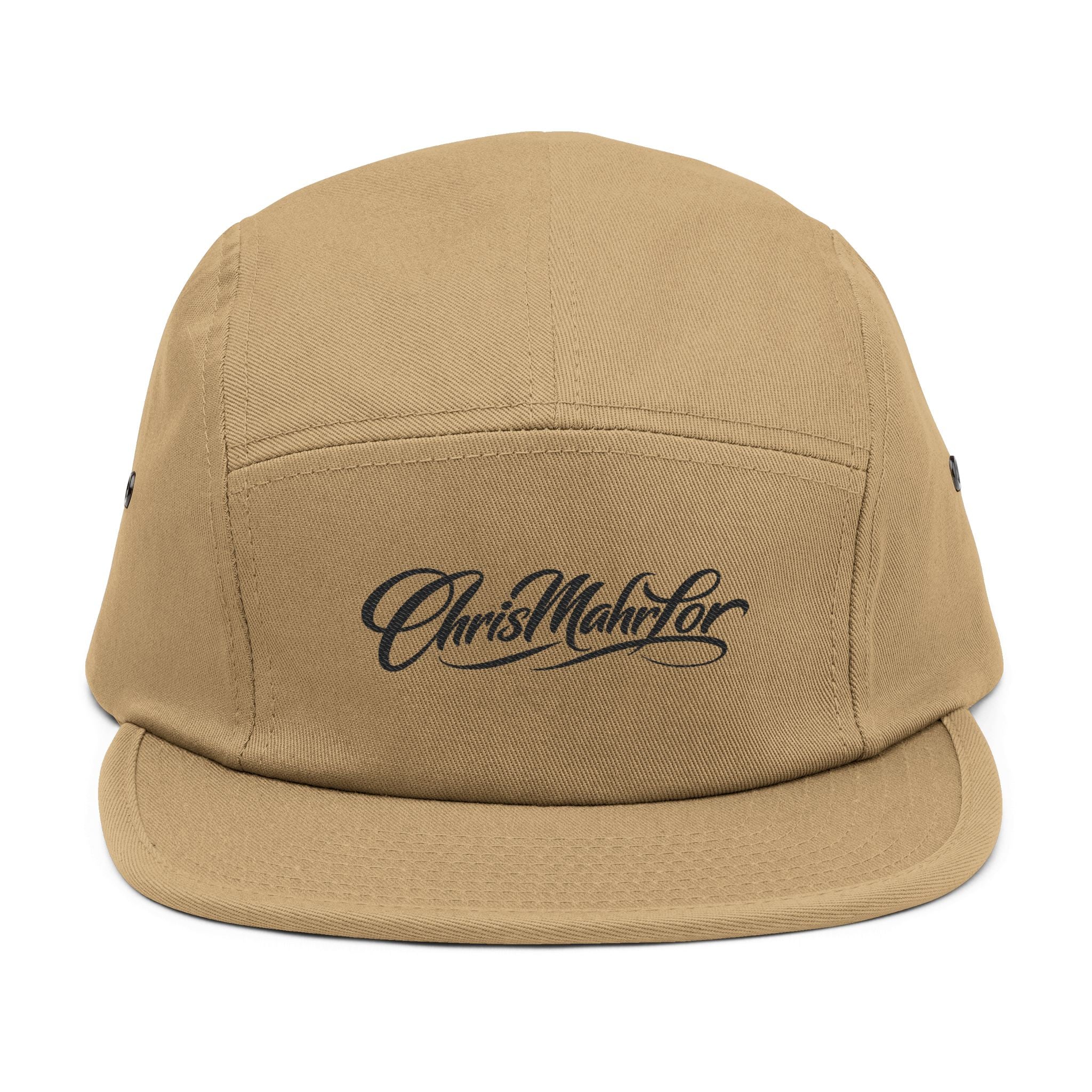 ChrisMahrLor Embroidered  5-Panel Cap — Khaki Adjustable Streetwear Hat