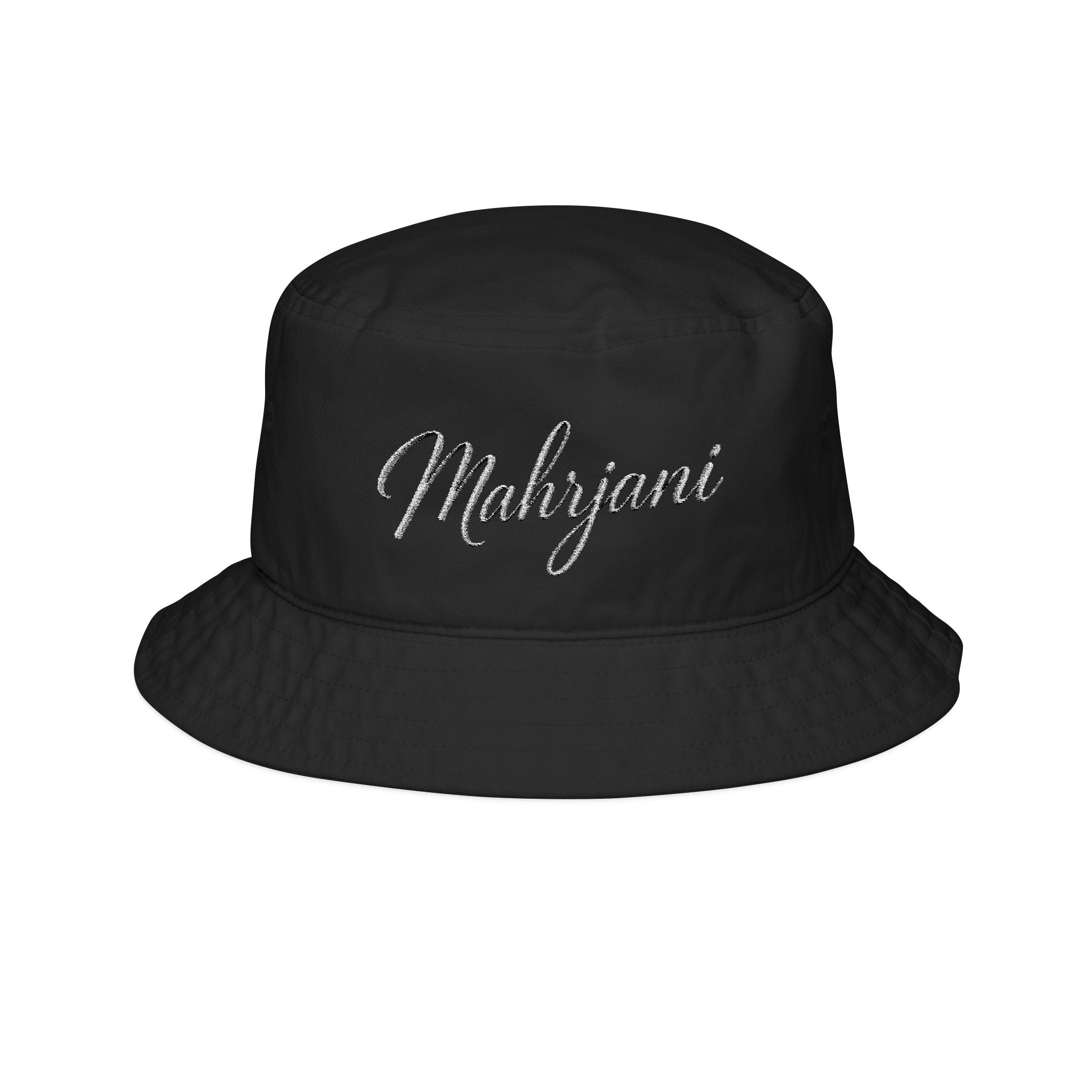 Embroidered 'Mahjani' Script Bucket Hat — Casual Streetwear Sun Hat